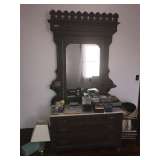 VERY LARGE DRESSER WITH MARBLE AND MIRROR