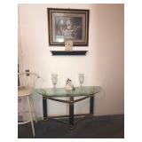 GLASS TOP FOYER TABLE