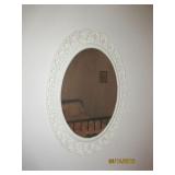 WICKER OVAL MIRROR