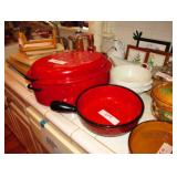 RED ENAMELED ROASTER
