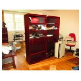 LOTS OF VINTAGE COMPUTER ITEMS, STORAGE SHELVES