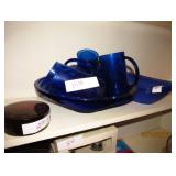 COBALT TRAY, GLASSES