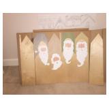 UNFINISHED PAINTED WOOD FIREPLACE SCREEN WITH INSTRUCTIONS AND BOX