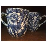 Blue & white mugs in floral motif