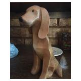 Wooden dog sculpture