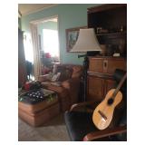 Leather overstuff chair, vintage gutiar