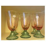 Pink and green water glasses 