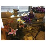 Wrought iron and glass console 