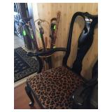 Black lacquar armed side chair 