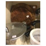 Cookware and wooden cheese boards