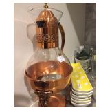 Copper and glass coffee urn