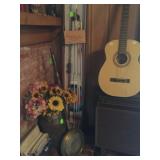 Vintage guitar, vintage bow and arrow set 