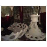 Milk glass serving pieces 