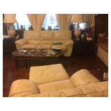 White leather living room set