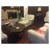 White leaather living room furniture 
