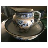 Anitque wsh basin and pitcher "as found" 