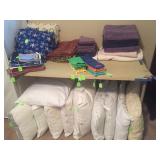 Sheets, towels, pillows 