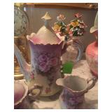 Lefton porcelain coffee pot, creamer and sugar