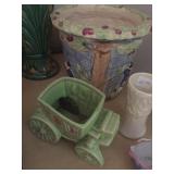 Large Occupied Japan planter and Vintage floral containers 
