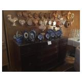 Flow Blue plates, vintage copper molds