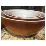 Vintage Brown Pyrex Bowl Set 