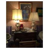 Mahogany Server, Pair of Matching Vintage Cordey Lamps 