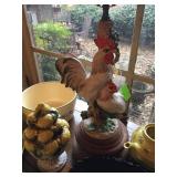 Rooster Motif Hand Painted Table Lamps 