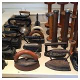 Antique irons and bobbin shuttles