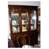 mahogany china cabinet, crystal, decoratives