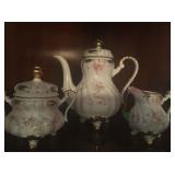 Antique teapot, creamer and sugar bowl