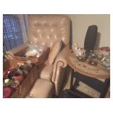 Leather chair with ottoman