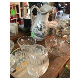 Cut Crystal, Black White Porcelain Pitcher