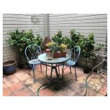 Patio Bistro set, orange and lemon trees