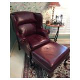 Oxblood Leather Studded Chair and Ottoman