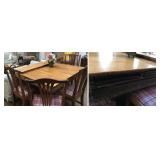 Antique Table 46x42 inches with 6 leaves, claw feet
