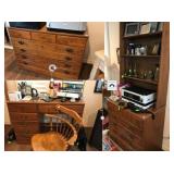 Vintage Maple Furniture, Chest, 2 Desks and Book Case