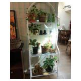 Live Plants, White Bamboo Style Bakers Rack
