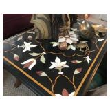 Italian Pietra Dura Stone Inlaid Coffee Table 22 x 35 inches  