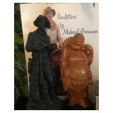 Happy Wooden Carved Buddha, Sculpture by Michael Garman