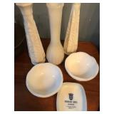 Vintage Milkglass Vases, Small Dishes, M