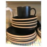 Dansk black set of 4 cups, bowls and plates