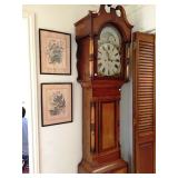 Parris Llandeilo antique Welsh long case, painted-face grandfather clock