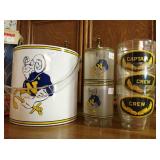 Navy ice bucket and glassware