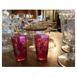 Cranberry crystal glasses