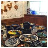 Colorful Mexican blue serving pieces