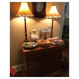 Beautiful End Table, matching Lamps, and Tuscany Dishes and Serving Pieces