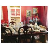 Mahogany Dining Room Table with matching Hutch, Serving Piece and more