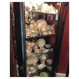 Tall Mahogany Curio Cabinet full of Elegant Pieces