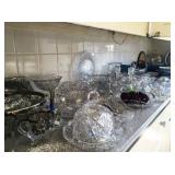 Crystal, blue and white dishes