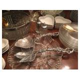 Crytal and pewter salad serving set